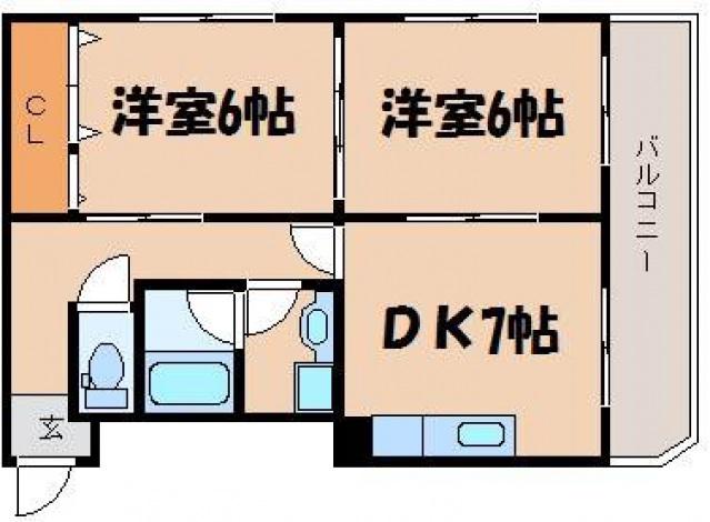 Kビル(2DK/3階)の間取り写真