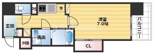 ファーストフィオーレ本町イースト(1K/2階)の間取り写真