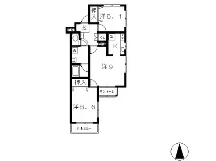 新田ツインズ(3K/3階)の間取り写真
