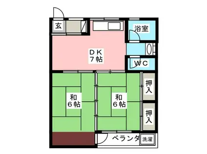 戸崎第2ビル(2DK/1階)の間取り写真