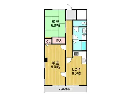 ウォールストリートI(2LDK/3階)の間取り写真