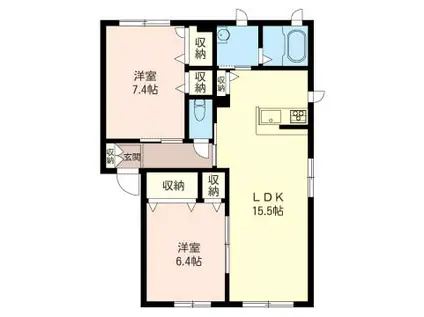 コルダン I(2LDK/1階)の間取り写真