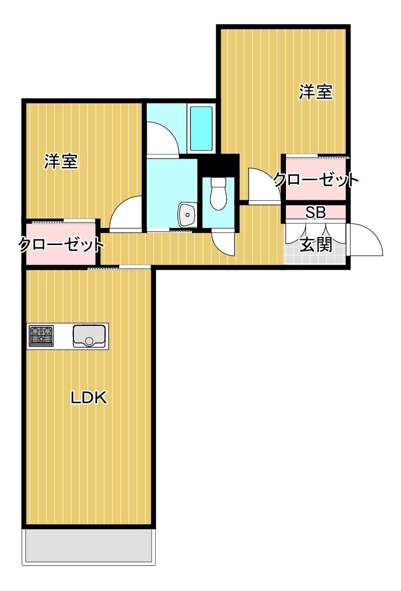 ファーストクラス(2LDK/1階)の間取り写真