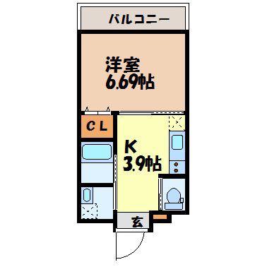 GRAN CASA 花丘(1K/5階)の間取り写真