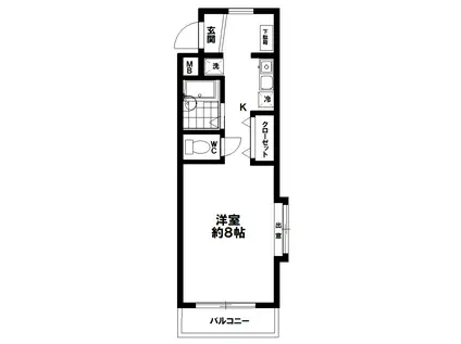 コートフォンテーヌII(1K/4階)の間取り写真