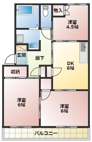西ヶ崎グリーンハイツII(3DK/1階)の間取り写真
