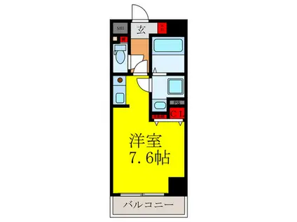 中央メルヴェール江坂(ワンルーム/7階)の間取り写真
