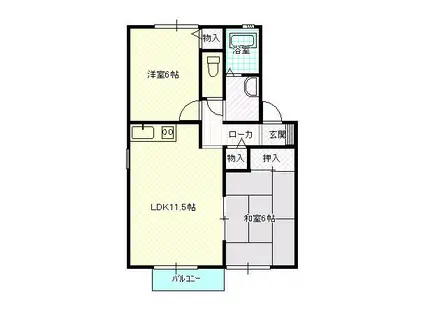 マーベラスゆう A棟(2LDK/2階)の間取り写真
