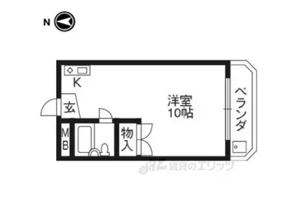 コータス角三(1K/2階)の間取り写真