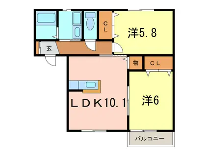 KSハウス A(2LDK/2階)の間取り写真