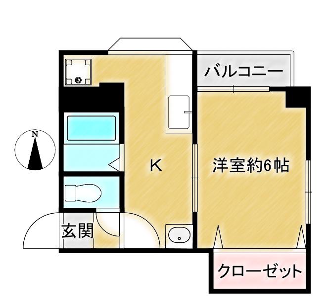 マンション灘(1K/3階)の間取り写真