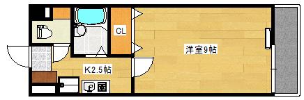 庚午坂本ビル(1K/3階)の間取り写真