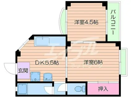 清原マンション(2DK/1階)の間取り写真