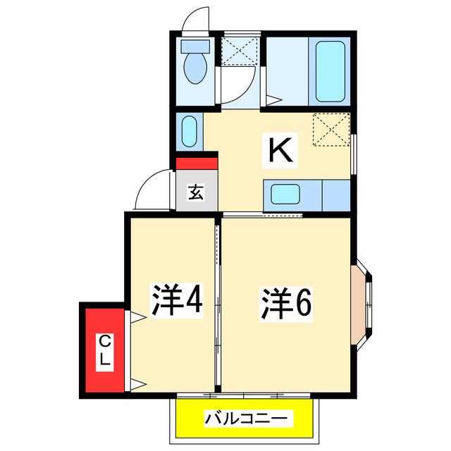 グランパズK(2K/2階)の間取り写真