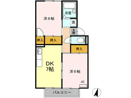 セジュールヤマシマA(2DK/2階)の間取り写真