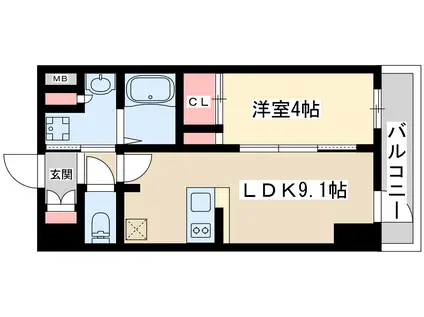 ディームス新大阪(1LDK/8階)の間取り写真