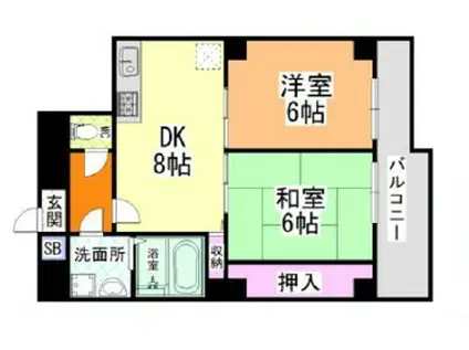 朝日プラザ兵庫永沢町II(2DK/4階)の間取り写真