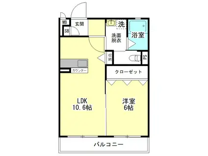 ＪＲ鹿島線 鹿島神宮駅 徒歩99分 3階建 築3年(1LDK/1階)の間取り写真