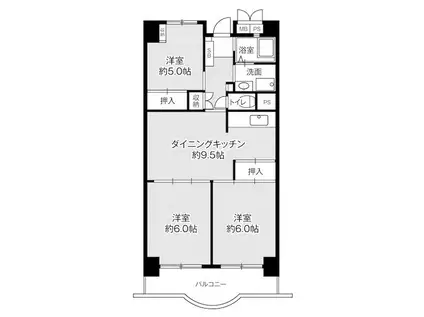 ビレッジハウス浜松タワー1号棟(3DK/6階)の間取り写真