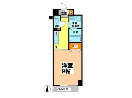 ビュークレスト小金井(1K/4階)の間取り写真