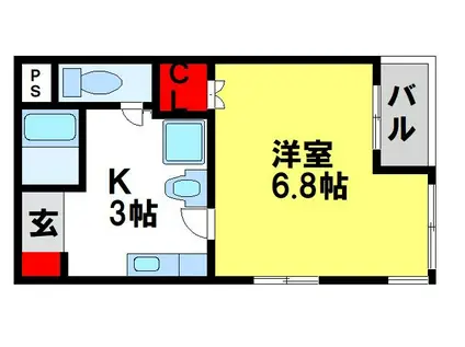 サン紗瑠夢館(1K/2階)の間取り写真