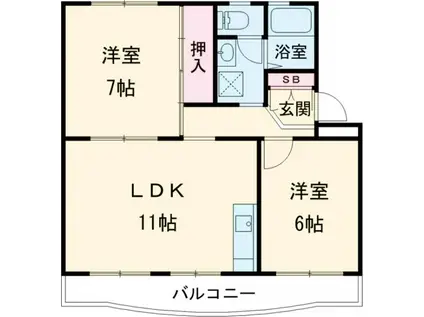 クィーンハイツ(2LDK/2階)の間取り写真