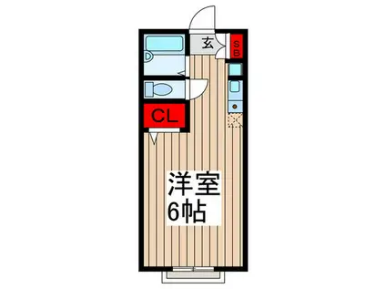 ボナール関(ワンルーム/1階)の間取り写真