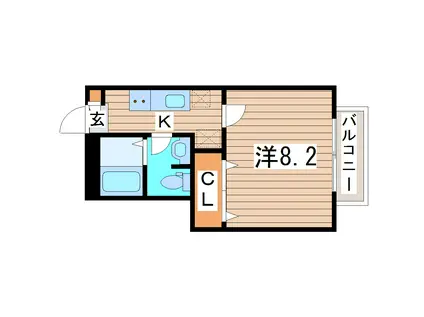エムケミアI(1K/1階)の間取り写真