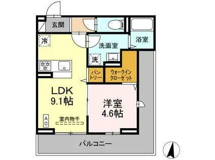 神大寺2丁目プロジェクト(1LDK/2階)の間取り写真