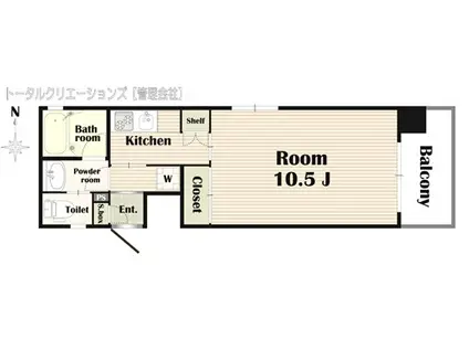 アンソレイユ茨木中津町(1K/2階)の間取り写真