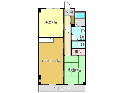 ビラ・プリンチペII(2LDK/1階)の間取り写真