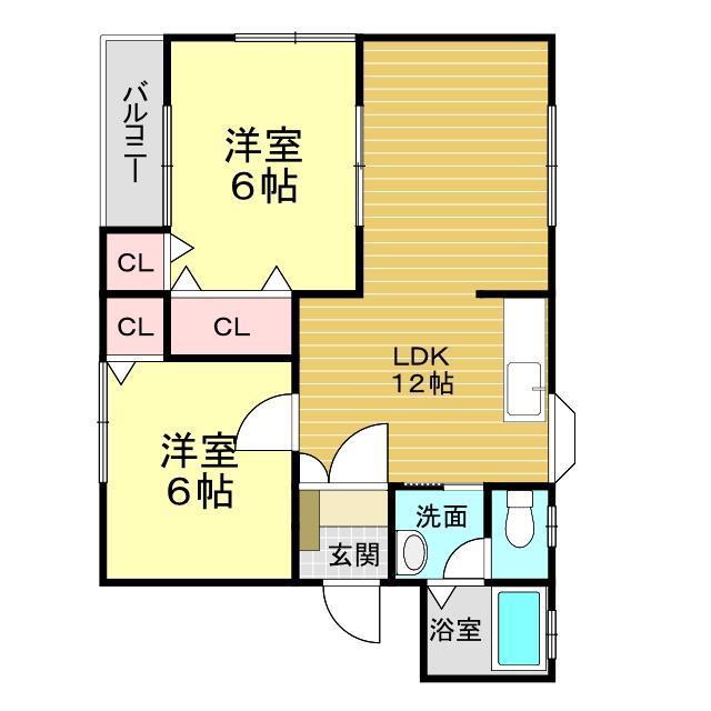 おれんじコーポ(2LDK/2階)の間取り写真