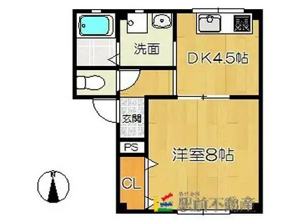 フロンティアL立川(1DK/1階)の間取り写真