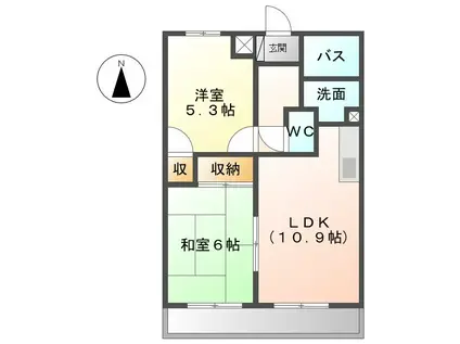 コスモII(2LDK/5階)の間取り写真