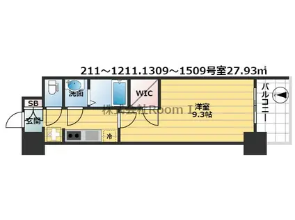 プレサンス堺筋本町エグゼブラン(1K/12階)の間取り写真
