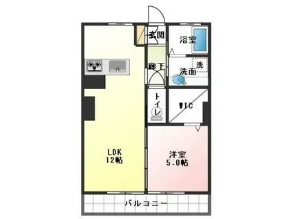 ハイリビングK(1LDK/3階)の間取り写真