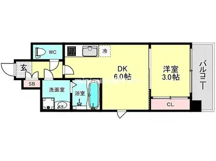 レジュールアッシュ アーバンリッシュ(1DK/9階)の間取り写真