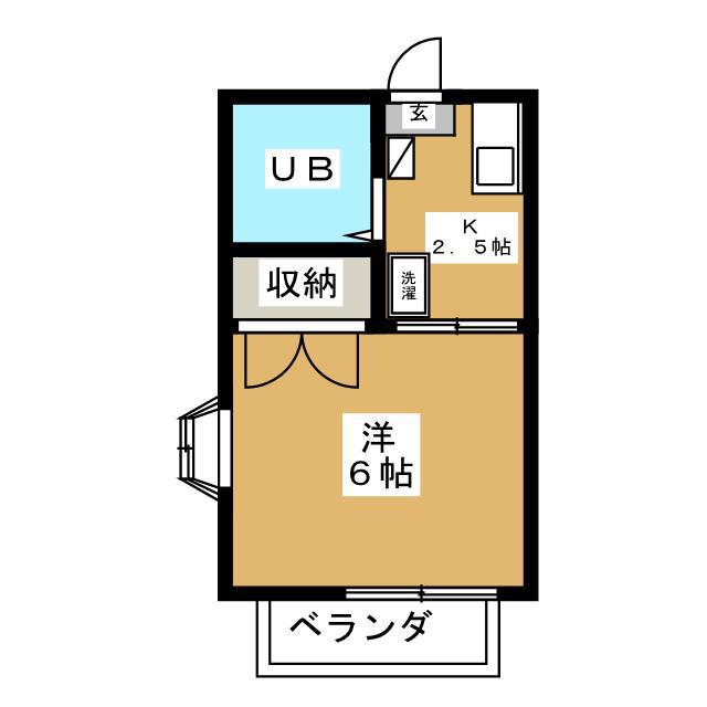 第5フジタケグランデュールB(1K/2階)の間取り写真