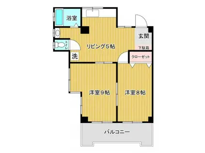 小川橋コーポ(2DK/2階)の間取り写真