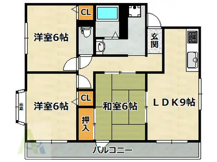 メゾンド蘭(3LDK/2階)の間取り写真