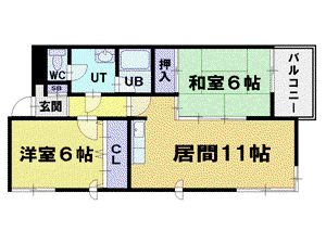 アスティオン奥沢(2LDK/3階)の間取り写真