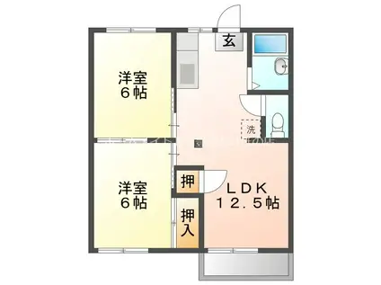 タウニー新栄(2LDK/2階)の間取り写真