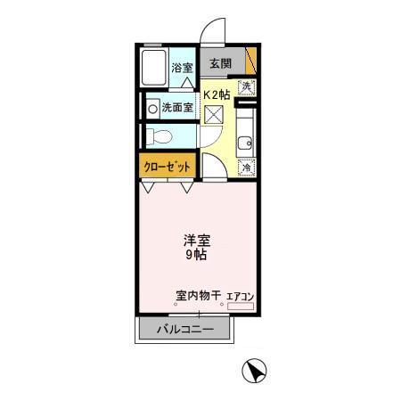 グランパパII(1K/1階)の間取り写真