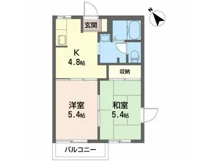 サンバースト(2K/2階)の間取り写真