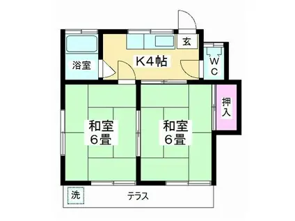 小川荘(2K/1階)の間取り写真