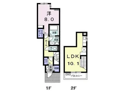 オリエンタルコートB(1LDK/1階)の間取り写真