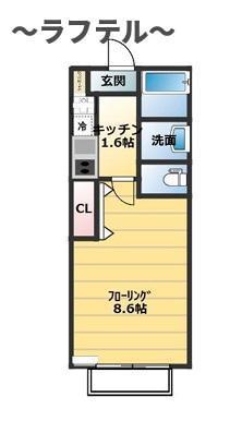 キャメル狭山ヶ丘(1K/1階)の間取り写真