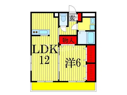 ニューライフ津田沼東(1LDK/3階)の間取り写真