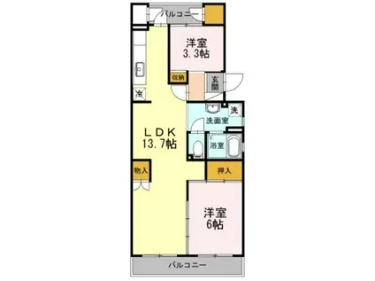 有馬持田マンション(2LDK/1階)の間取り写真