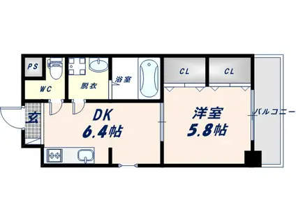 グランシャイニー(1DK/9階)の間取り写真